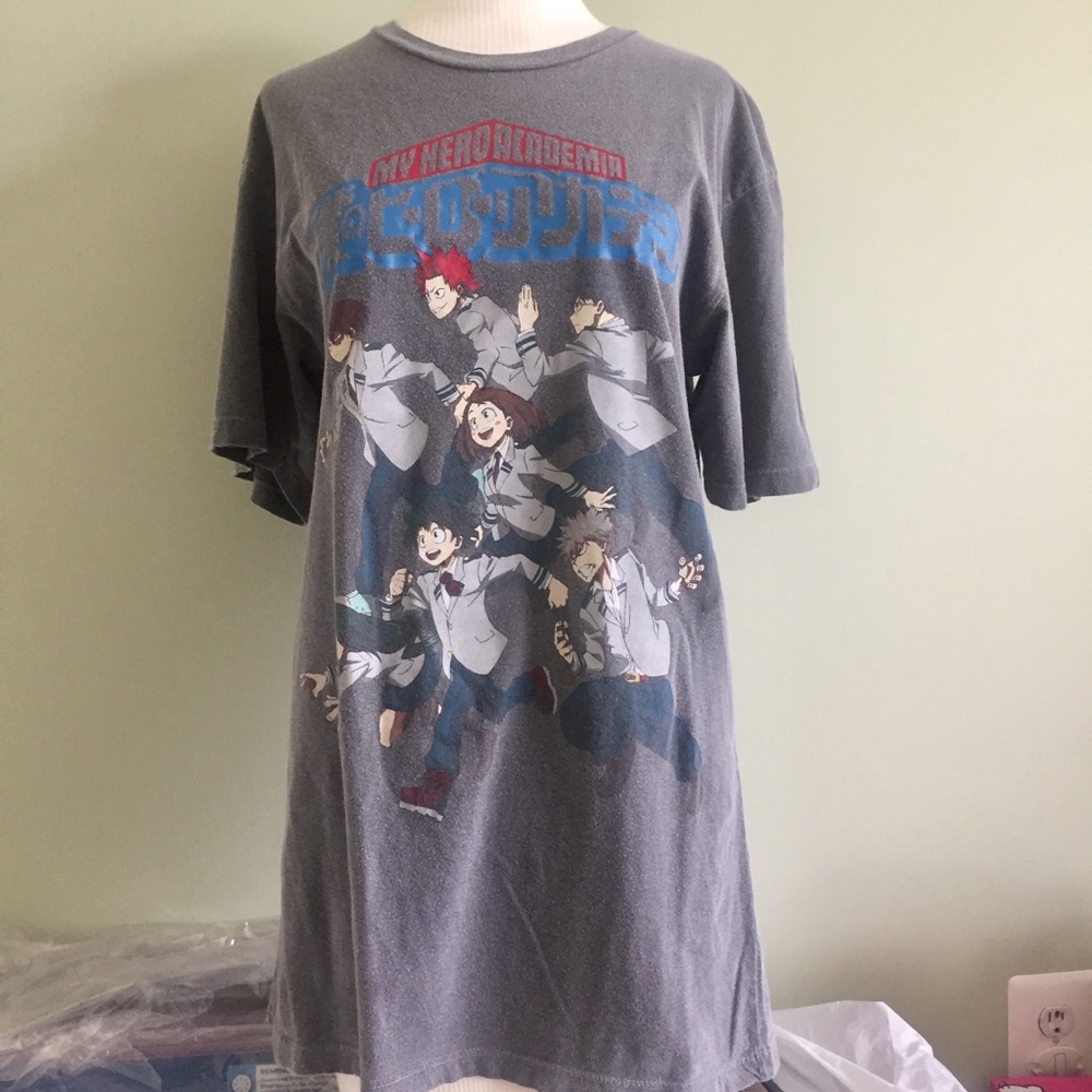Unisex Grey My Hero Academia Anime Manga Shirt